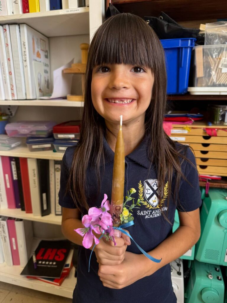 2nd Grade Pascha candles & embroidered bookmarks.